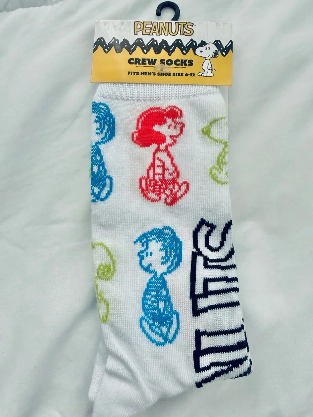 Peanuts Kids Footie Socks - White with Red, Blue, Lime & Navy Characters